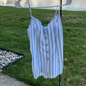 Blue and White Striped Women's Top